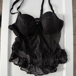 smart & sexy Black Lace Bustier Chemise